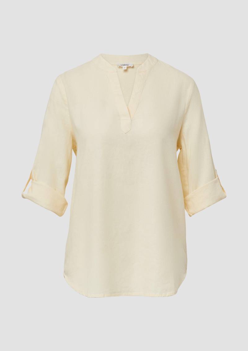 s.Oliver - Leinenmix-Bluse mit Turn-up, Damen, gelb von s.Oliver