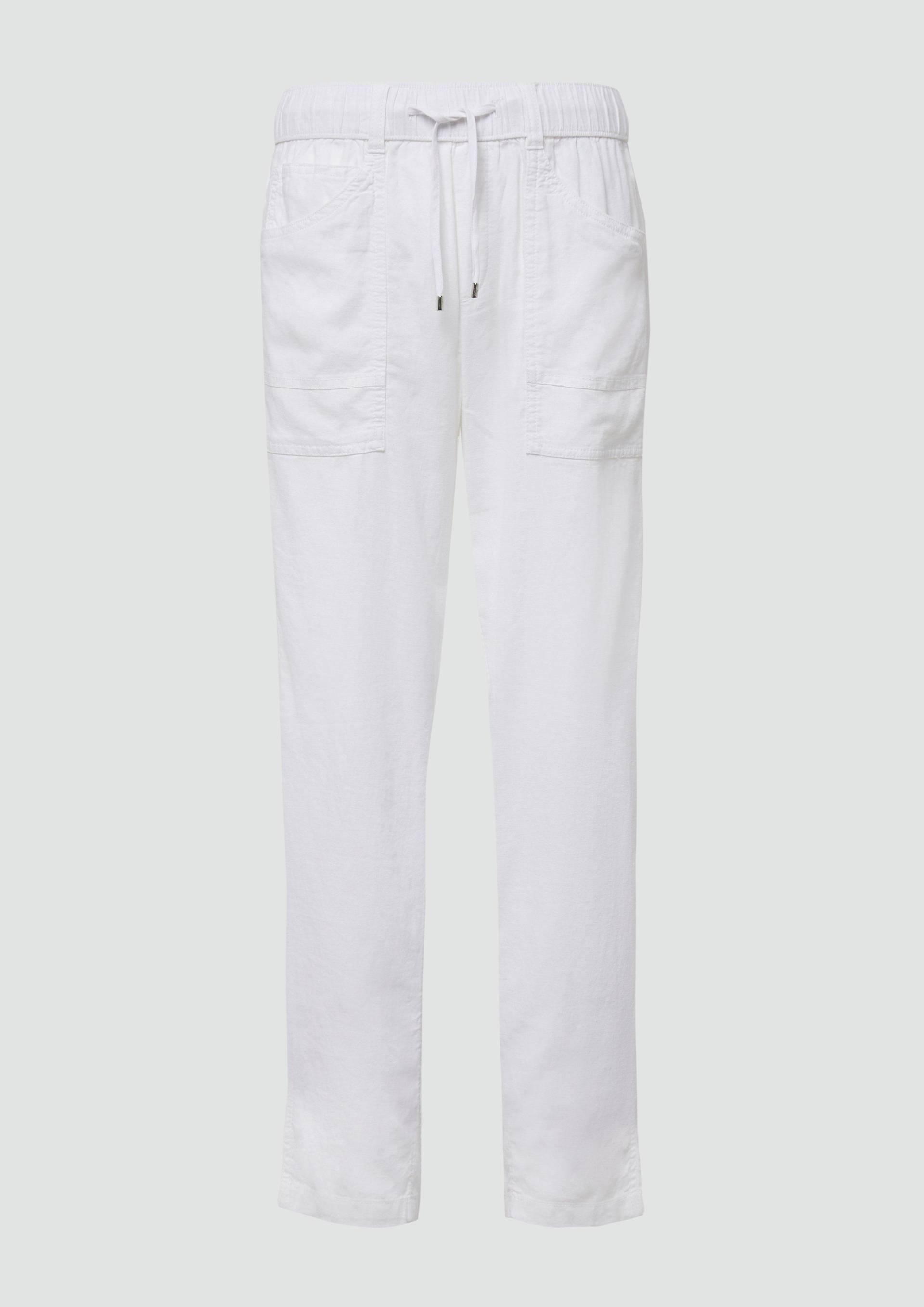 s.Oliver - Leinenmix-Hose im Relaxed Fit mit Elastikbund, Damen, weiß von s.Oliver