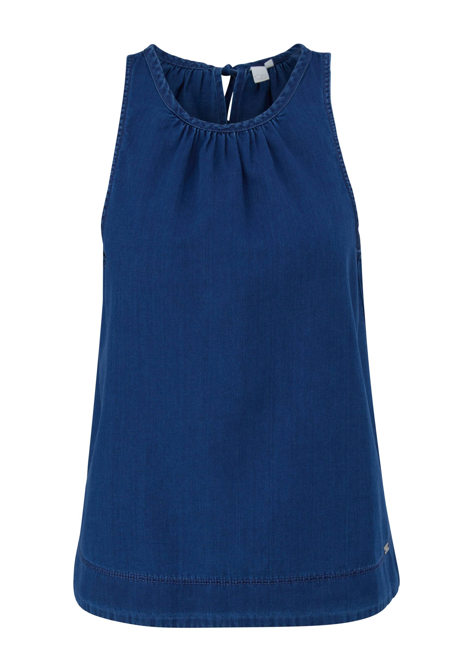 QS - Light Denim-Bluse mit Raffung, Damen, blau von QS