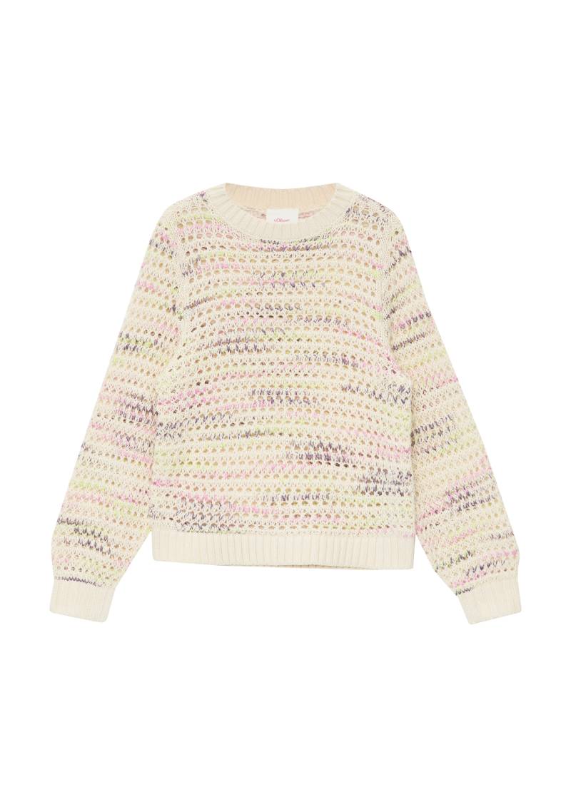 s.Oliver - Lochstrickpullover aus Baumwollmix, Kinder, beige|mehrfarbig von s.Oliver
