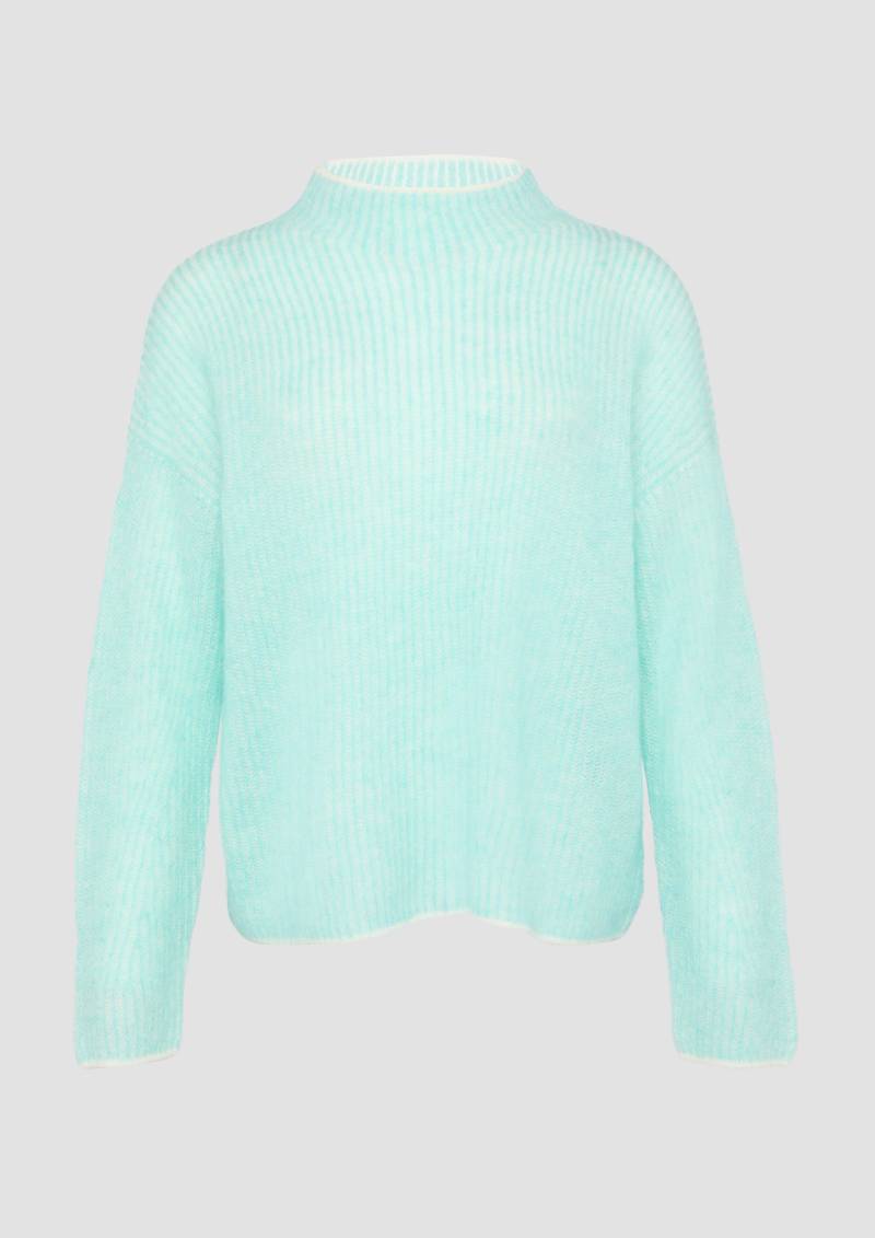 s.Oliver - Lockerer Rippstrickpullover aus Alpakamix, Damen, türkis von s.Oliver
