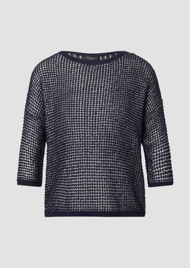 s.Oliver - Lockerer Strickpullover in Bicolor-Optik mit U-Boot-Ausschnitt, Damen, blau von s.Oliver
