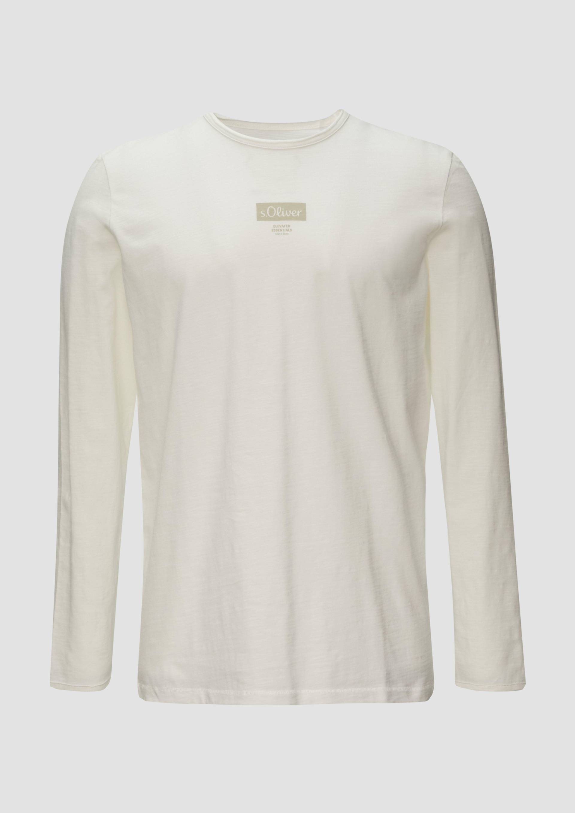 s.Oliver - Logo-Shirt mit Rollkante und Flammgarnstruktur, Herren, weiß von s.Oliver