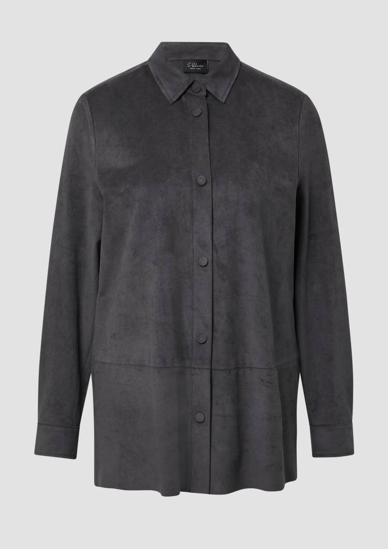 s.Oliver - Longbluse in Veloursleder-Optik, Damen, grau von s.Oliver