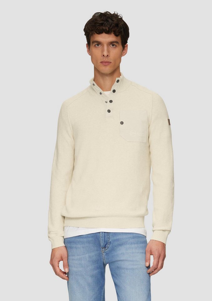 s.Oliver Longpullover Strickpullover Sportiver Strick-Troyer im Fabricmix von s.Oliver