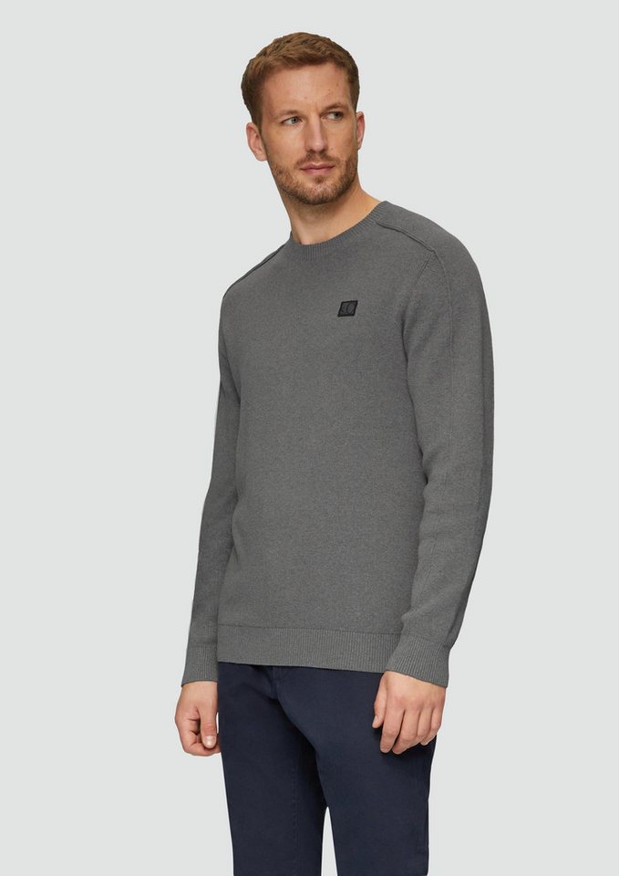 s.Oliver Longpullover Strickpullover Strickpullover mit Nahtdetails und Logo von s.Oliver