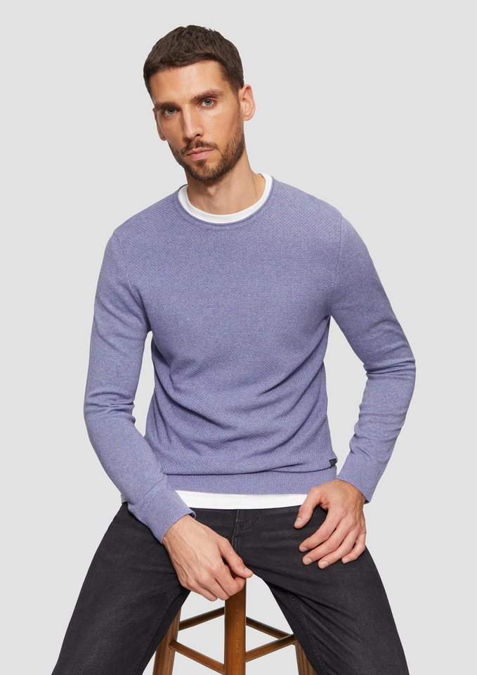 s.Oliver Longpullover Strickpullover Strickpullover mit Strukturmix und Logo-Patch von s.Oliver