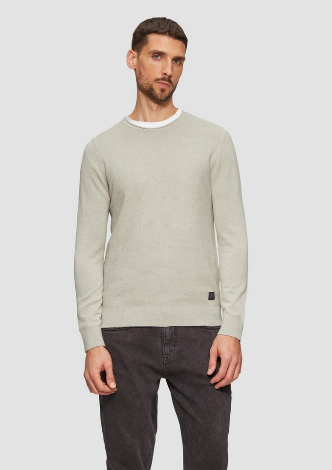 s.Oliver Longpullover Strickpullover Strickpullover mit Strukturmix und Logo-Patch von s.Oliver