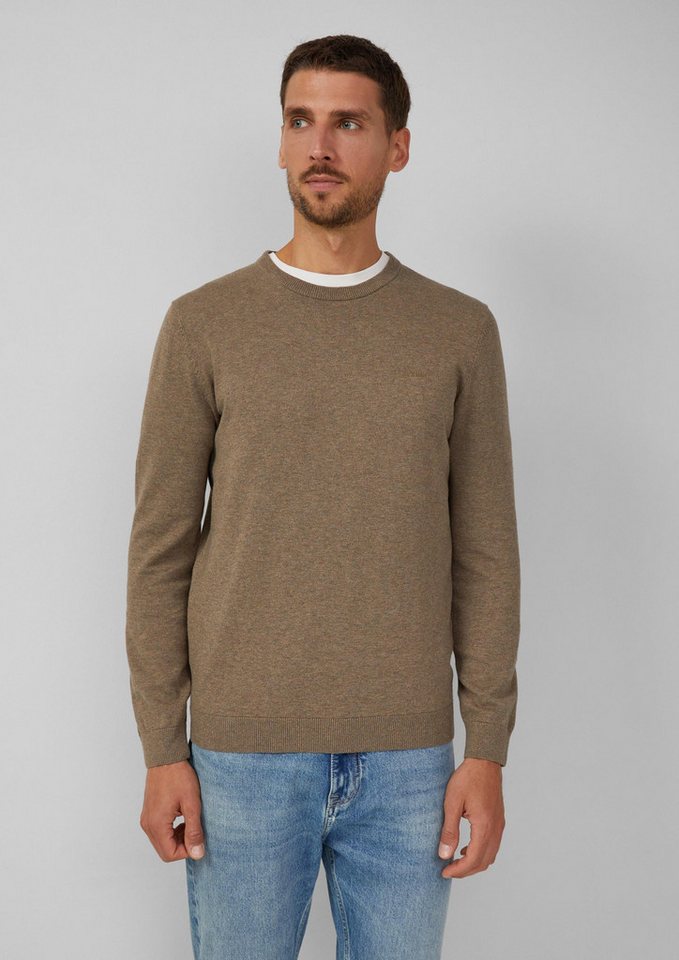 s.Oliver Longpullover Strickpullover Baumwollpullover mit Logo-Stickerei (1-tlg) von s.Oliver