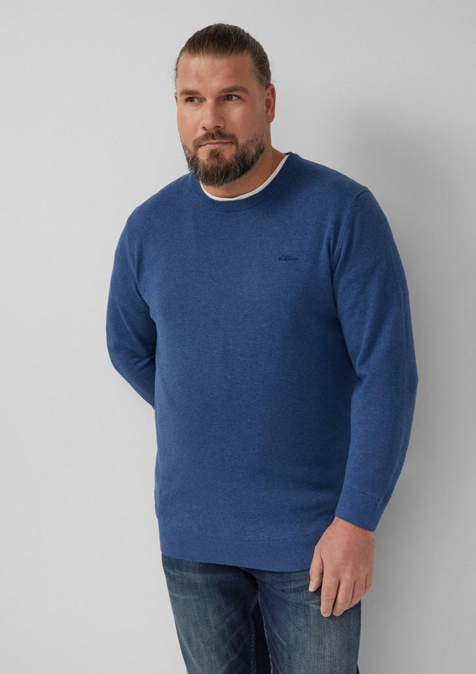 s.Oliver Longpullover Strickpullover Baumwollpullover mit Logo-Stickerei von s.Oliver