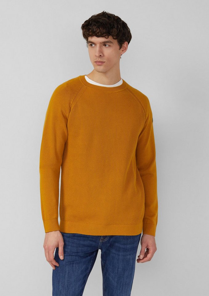 s.Oliver Longpullover Strickpullover Baumwollpullover mit Raglanärmeln und Logo-Patch von s.Oliver