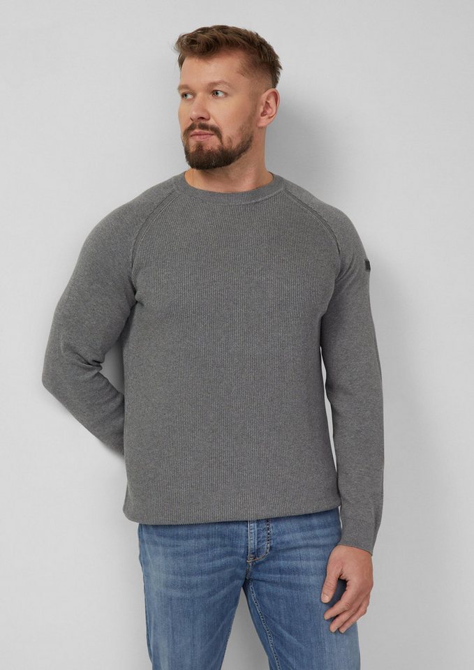 s.Oliver Longpullover Strickpullover Baumwollpullover mit Raglanärmeln und Logo-Patch von s.Oliver