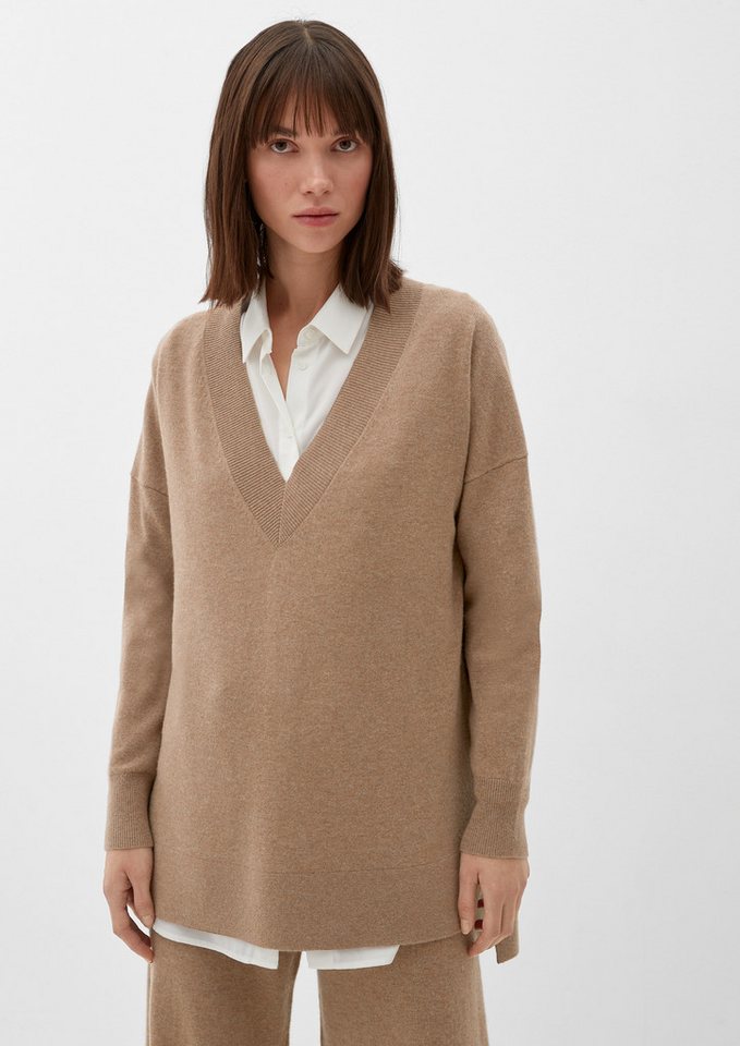 s.Oliver Longpullover Strickpullover Kaschmirpullover mit V-Ausschnitt von s.Oliver