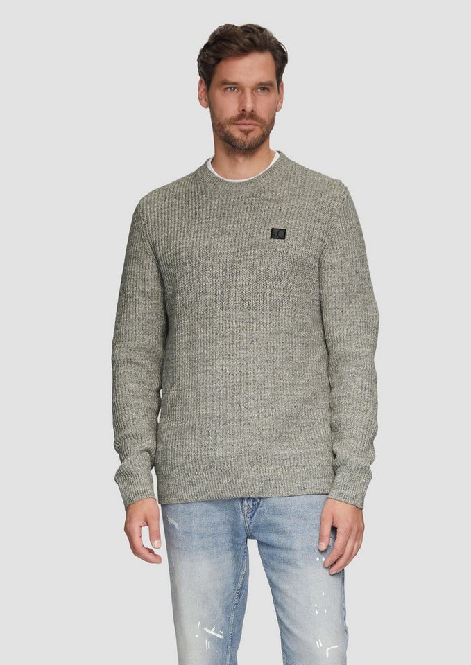 s.Oliver Longpullover Strickpullover Melierter Pullover mit Patentmuster und Crew Neck von s.Oliver