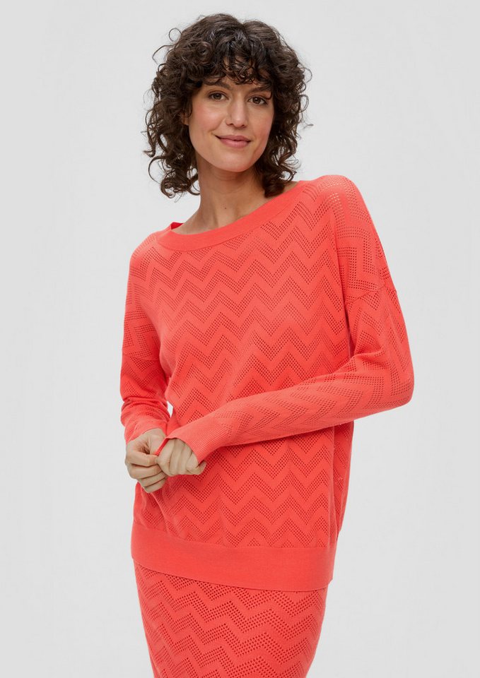 s.Oliver Longpullover Strickpullover Pullover mit Ajourmuster (1-tlg) von s.Oliver