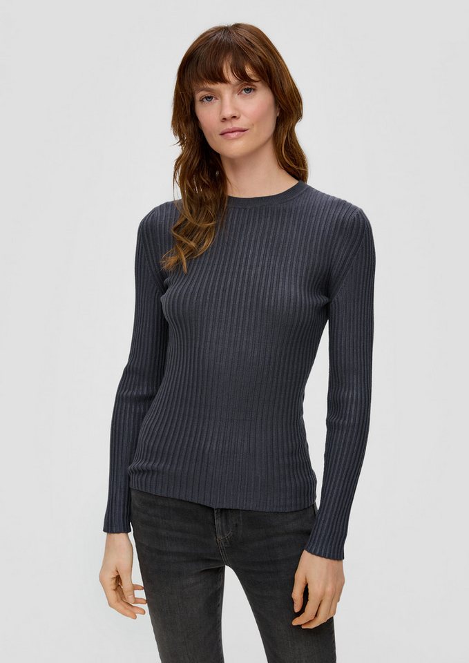 s.Oliver Longpullover Strickpullover Rippstrickpullover aus Viskosemix (1-tlg) von s.Oliver