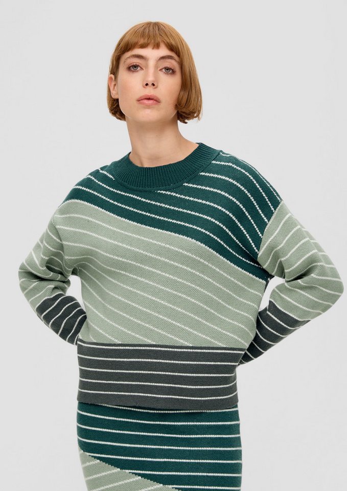 s.Oliver Longpullover Strickpullover Strickpulli mit asymmetrischen Streifen von s.Oliver