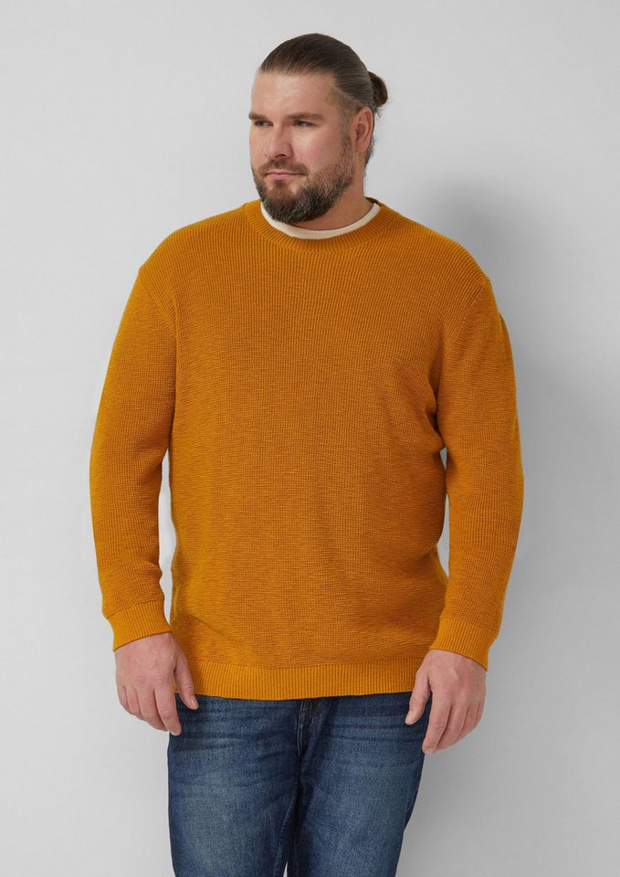 s.Oliver Longpullover Strickpullover Strickpullover mit Crew Neck und Strukturmuster von s.Oliver
