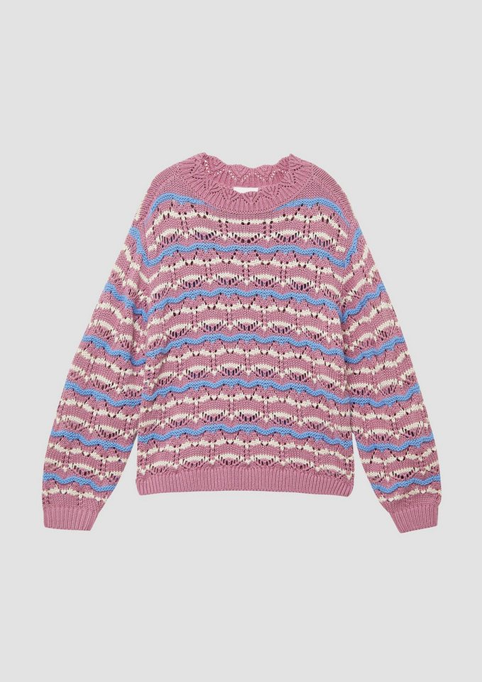 s.Oliver Longpullover Strickpullover Strickpullover mit Lochmuster (1-tlg) von s.Oliver