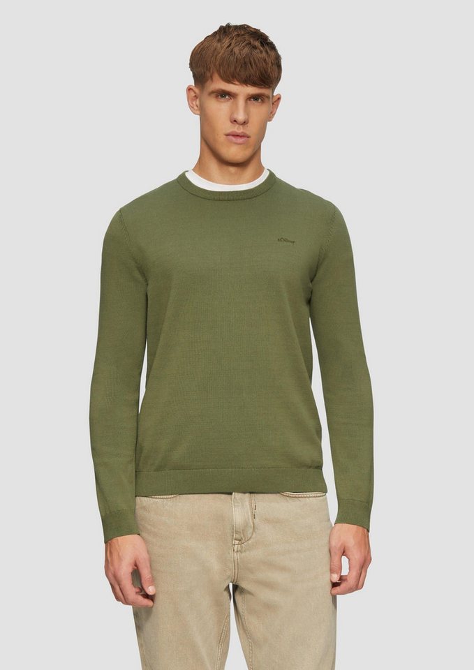 s.Oliver Longpullover Strickpullover Strickpullover mit Logo-Stickerei von s.Oliver