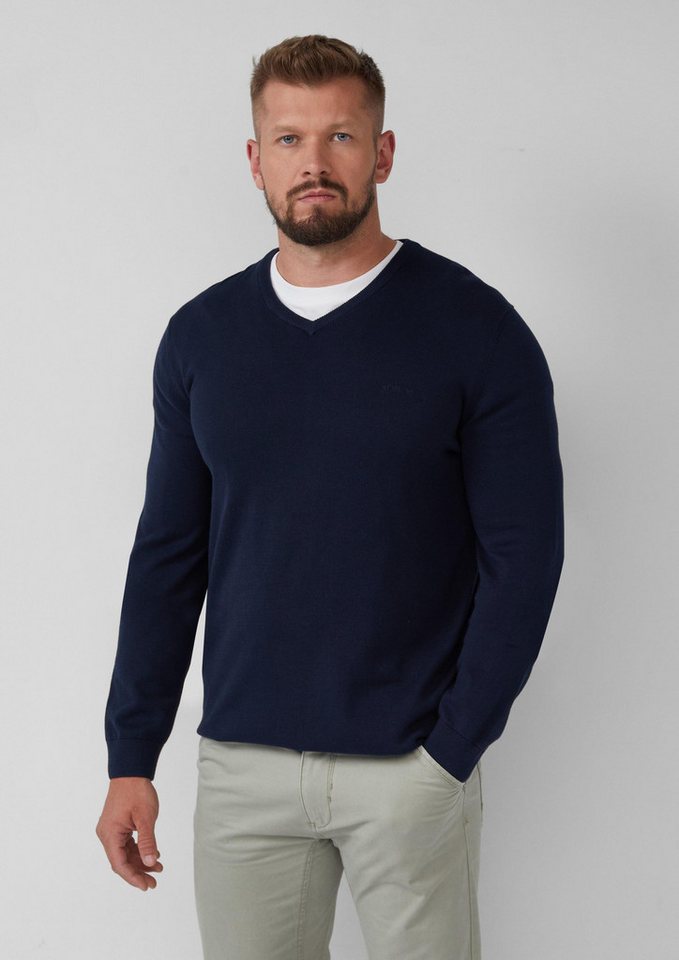 s.Oliver Longpullover Strickpullover Strickpullover mit Logo-Stickerei von s.Oliver