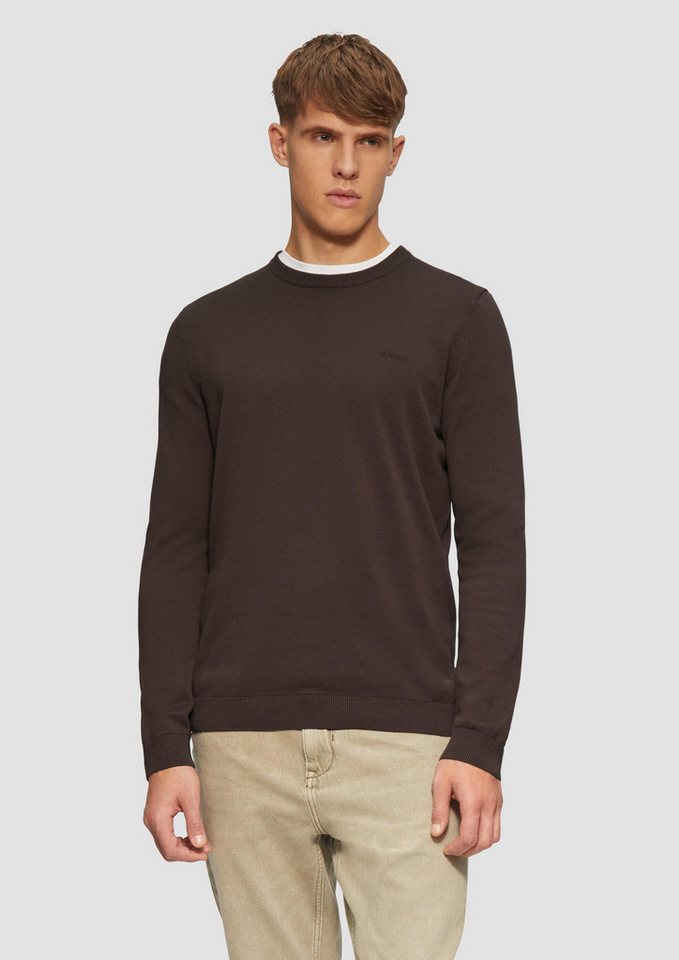 s.Oliver Longpullover Strickpullover Strickpullover mit Logo-Stickerei von s.Oliver
