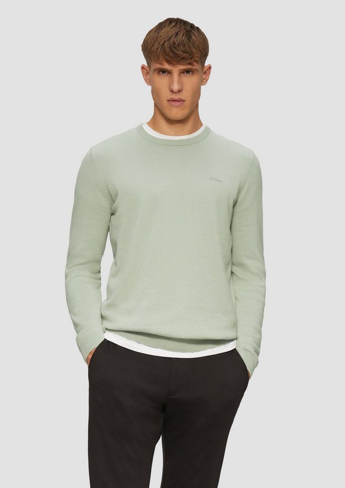 s.Oliver Longpullover Strickpullover Strickpullover mit Logo-Stickerei von s.Oliver
