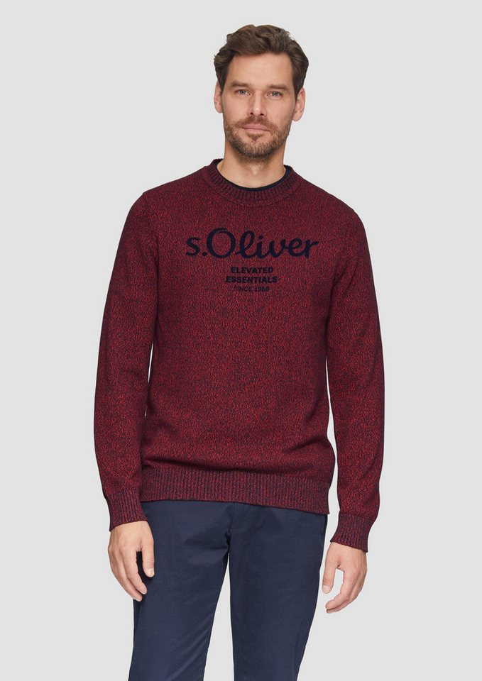 s.Oliver Longpullover Strickpullover Strickpullover mit Logo in Melange-Optik von s.Oliver
