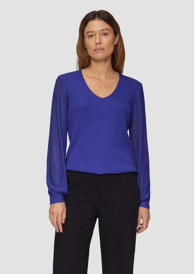 s.Oliver Longpullover Strickpullover Strickpullover mit semitransparenten Ärmeln von s.Oliver