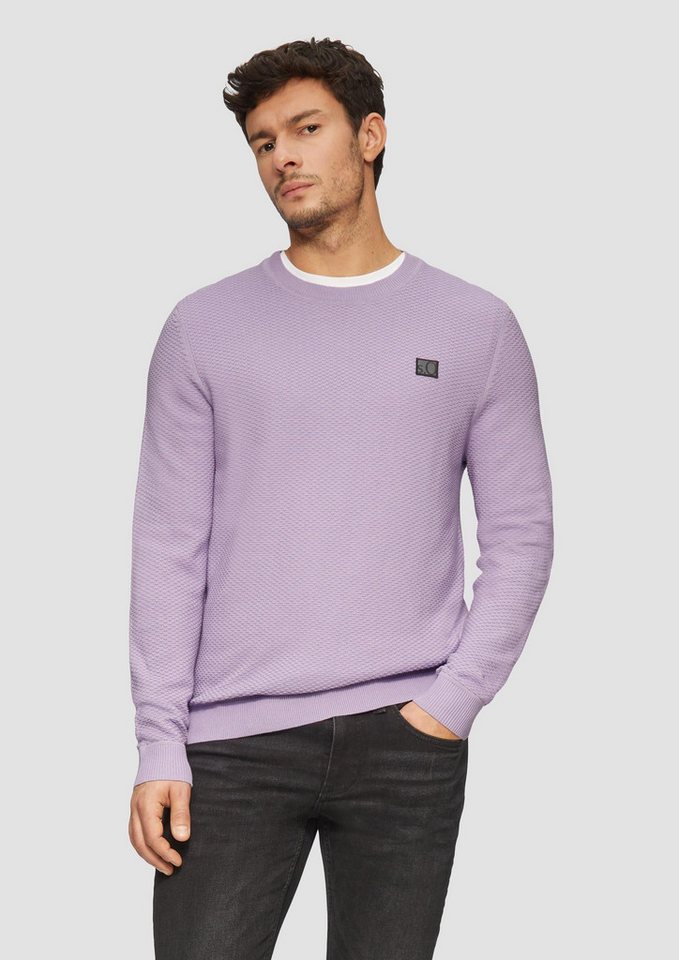 s.Oliver Longpullover Strickpullover Strukturierter Strickpullover mit Logo-Patch von s.Oliver
