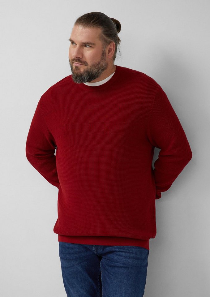 s.Oliver Longpullover Strickpullover Strukturmix-Pullover aus reiner Baumwolle von s.Oliver