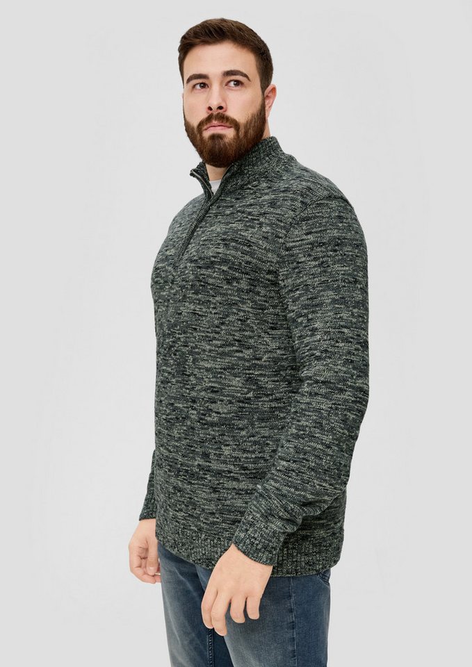 s.Oliver Longpullover Strickpullover Troyer-Pullover aus Moulinegarn von s.Oliver