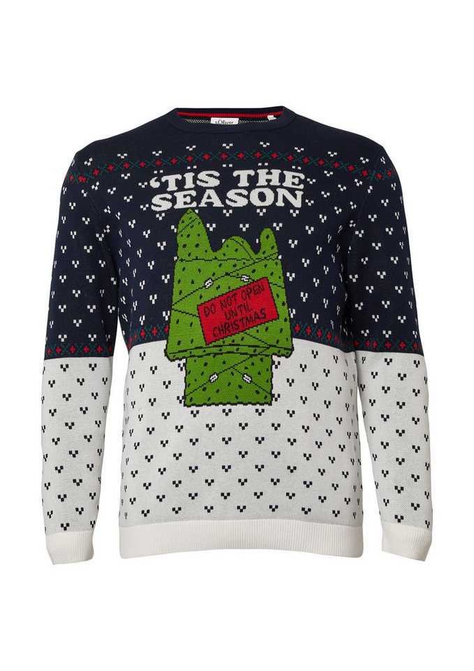 s.Oliver Longpullover Strickpullover Weihnachtspullover aus reiner Baumwolle mit Peanuts®-Motiv von s.Oliver