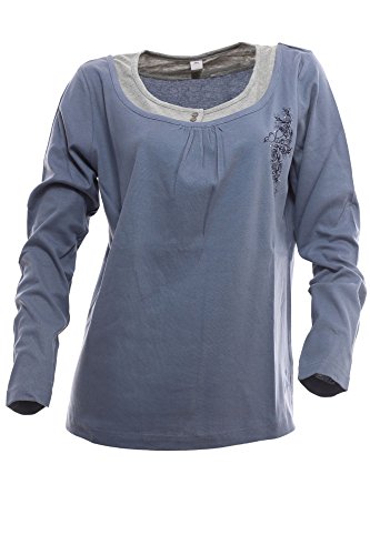 s.Oliver Longsleeve Langarmshirt Shirt Langarm Damen Baumwolle, Farbe:Jeansblau, Damengrößen:44 von s.Oliver