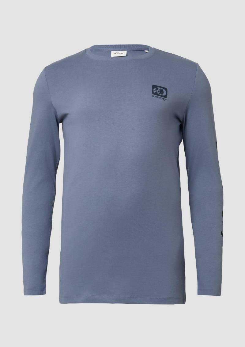 s.Oliver - Longsleeve aus Baumwolle mit Discovery Channel®-Artwork, Herren, blau von s.Oliver