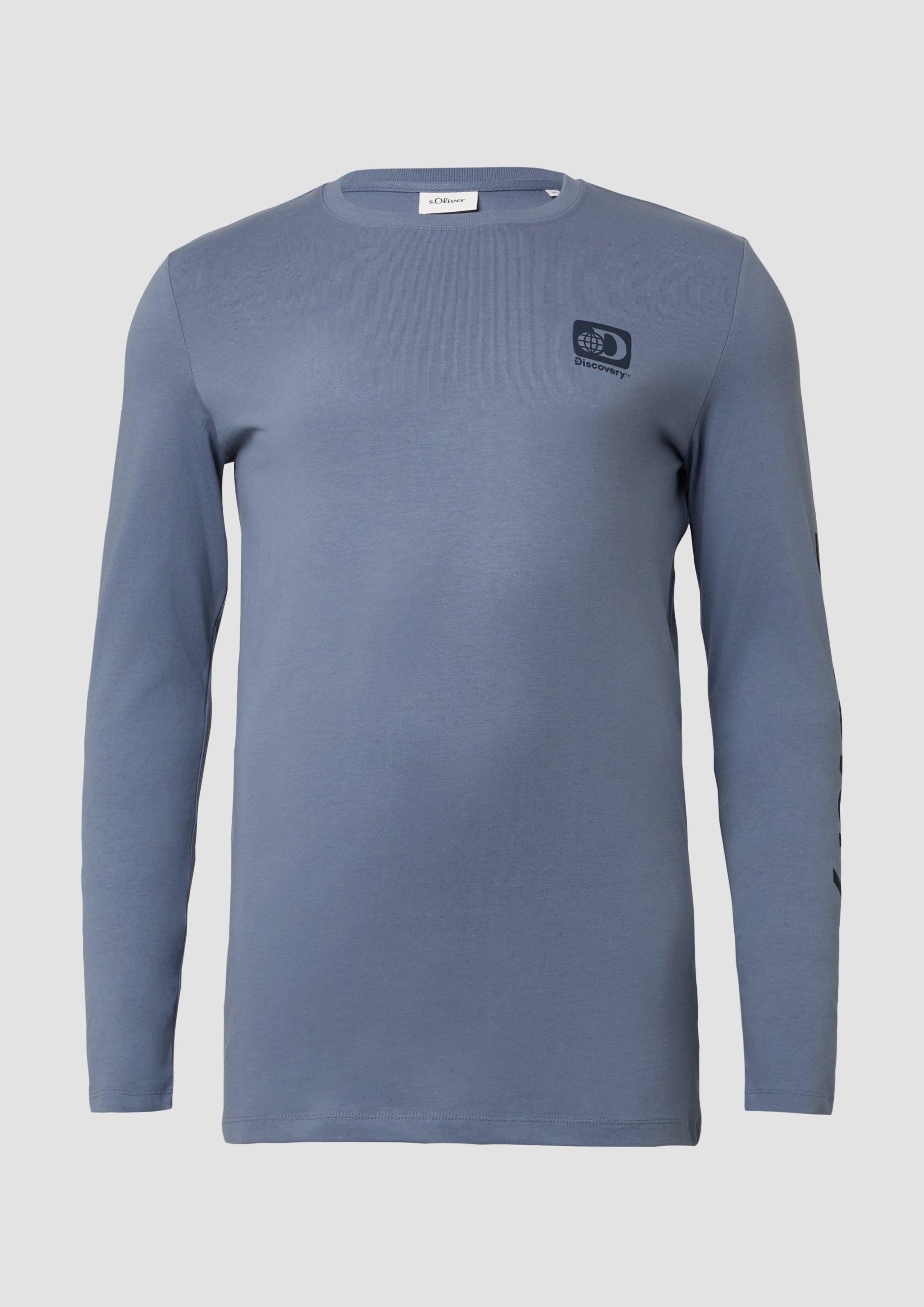 s.Oliver - Longsleeve aus Baumwolle mit Discovery Channel®-Artwork, Herren, blau von s.Oliver