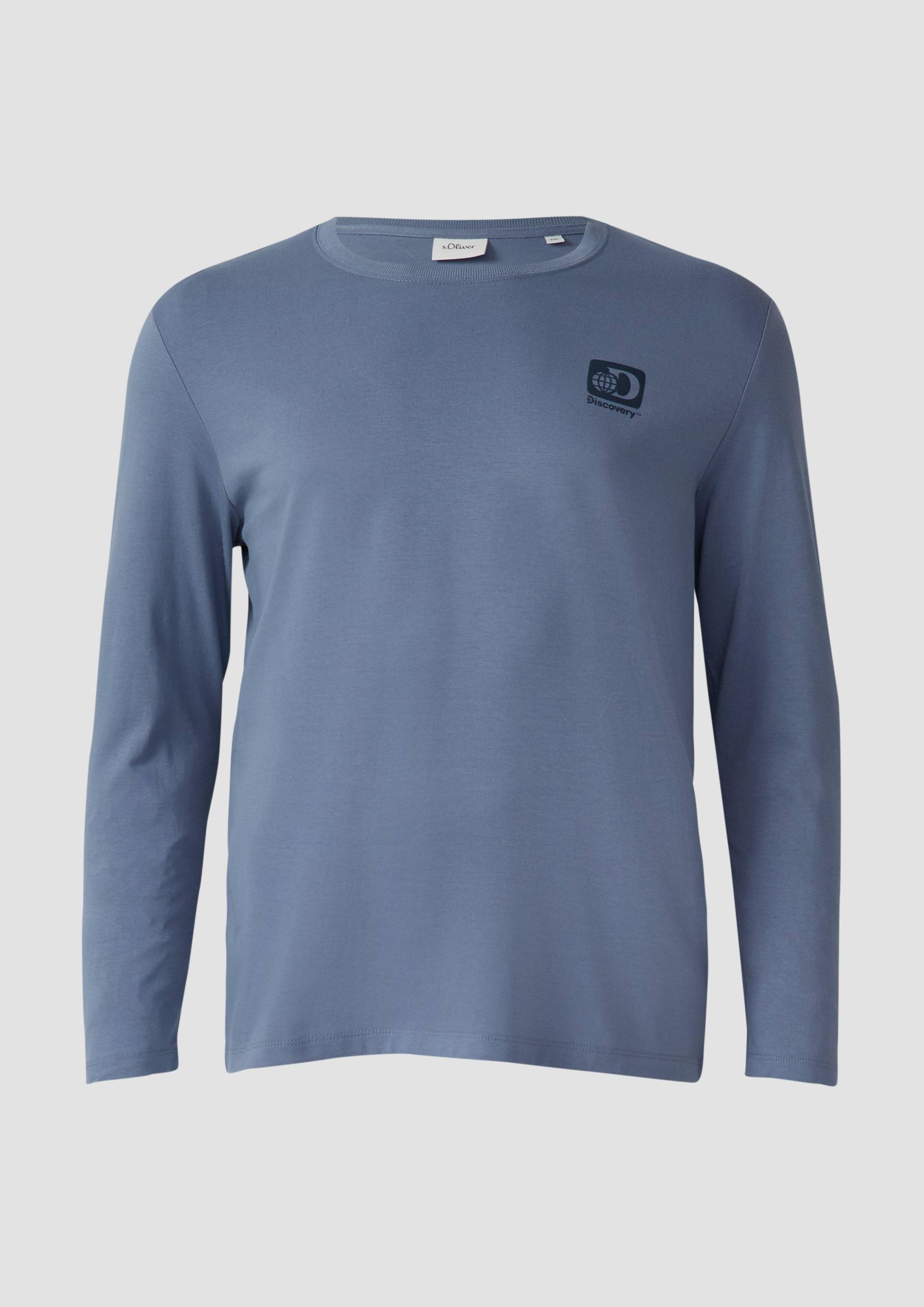 s.Oliver - Longsleeve aus Baumwolle mit Discovery Channel®-Artwork, Herren, blau von s.Oliver