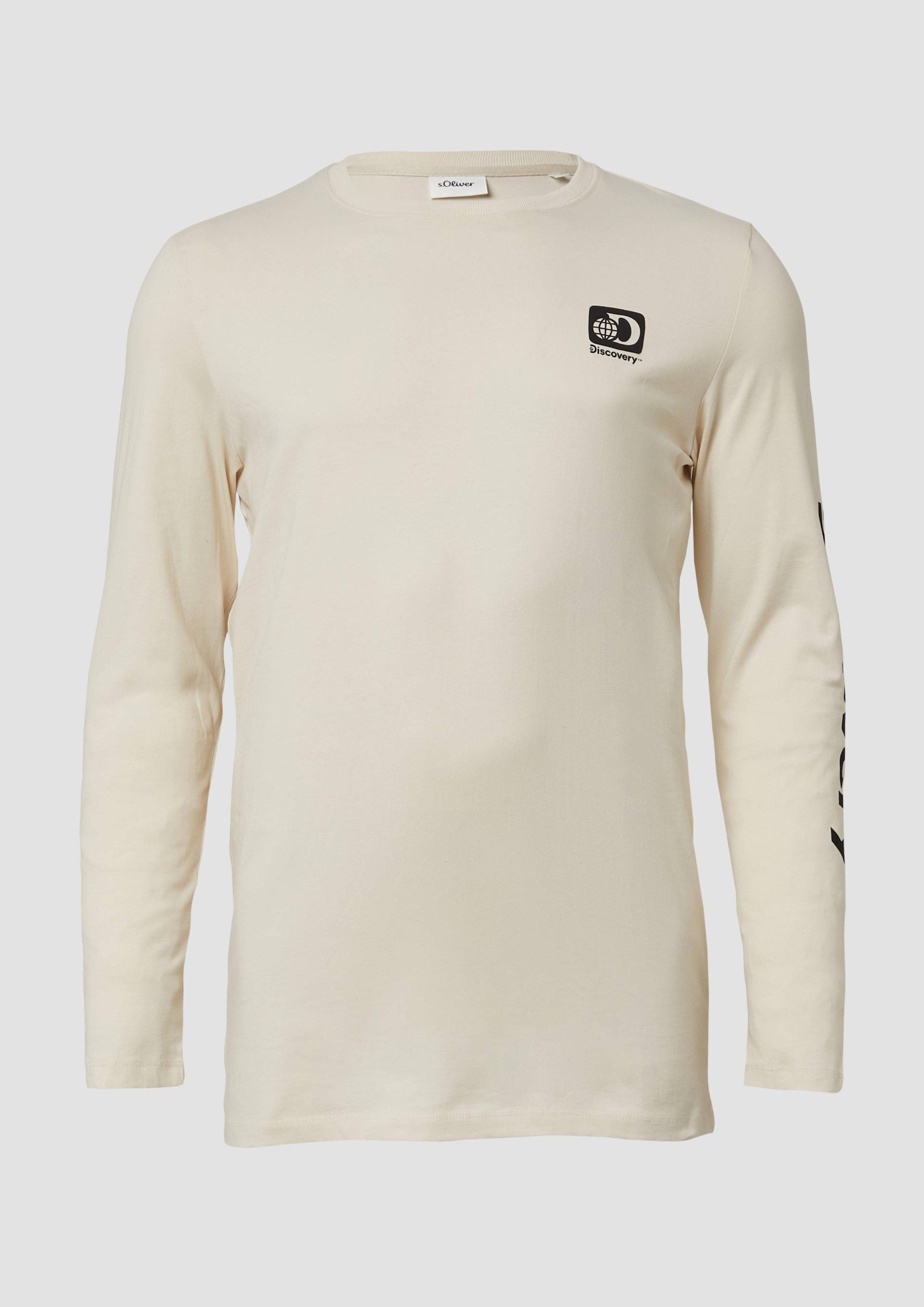 s.Oliver - Longsleeve aus Baumwolle mit Discovery Channel®-Artwork, Herren, creme von s.Oliver