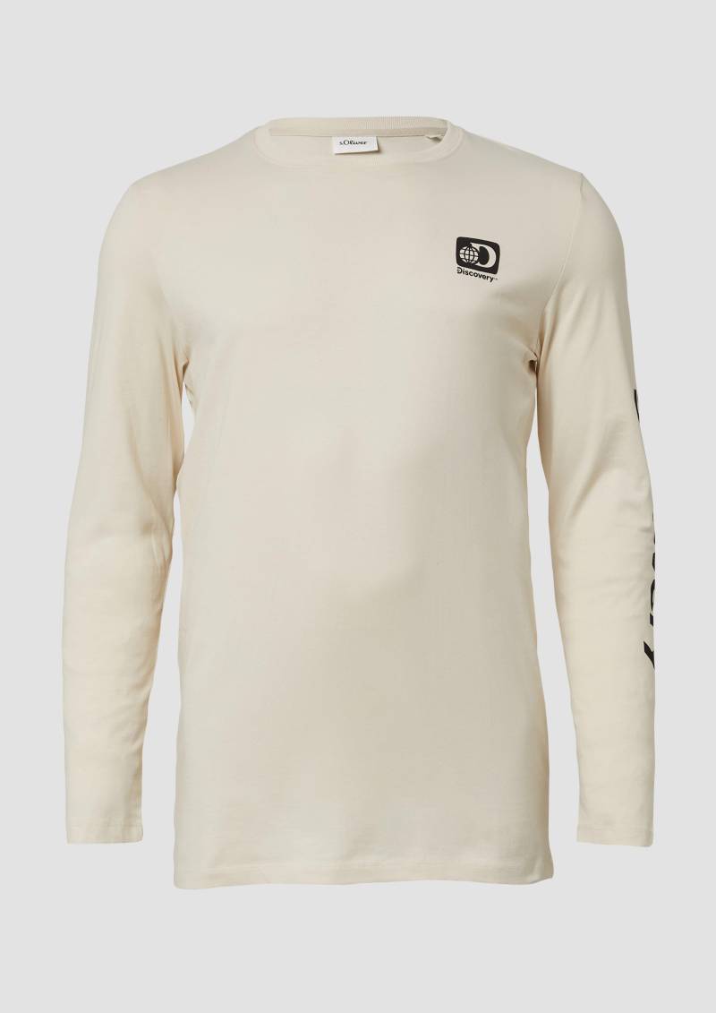 s.Oliver - Longsleeve aus Baumwolle mit Discovery Channel®-Artwork, Herren, creme von s.Oliver
