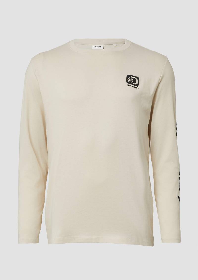 s.Oliver - Longsleeve aus Baumwolle mit Discovery Channel®-Artwork, Herren, creme von s.Oliver