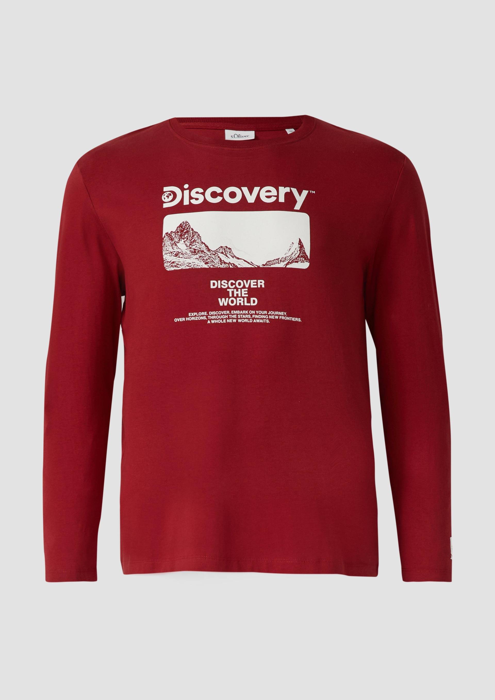 s.Oliver - Longsleeve aus Baumwolle mit Discovery Channel®-Artwork, Herren, rot von s.Oliver
