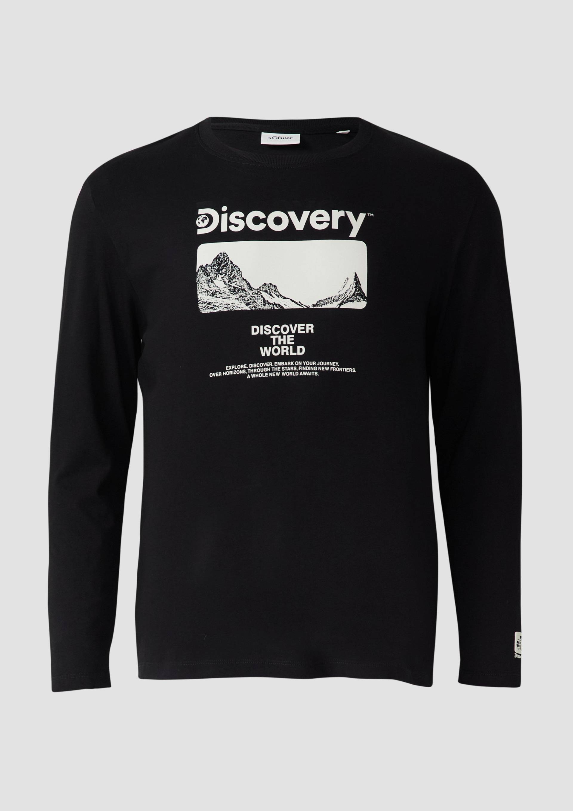 s.Oliver - Longsleeve aus Baumwolle mit Discovery Channel®-Artwork, Herren, schwarz von s.Oliver
