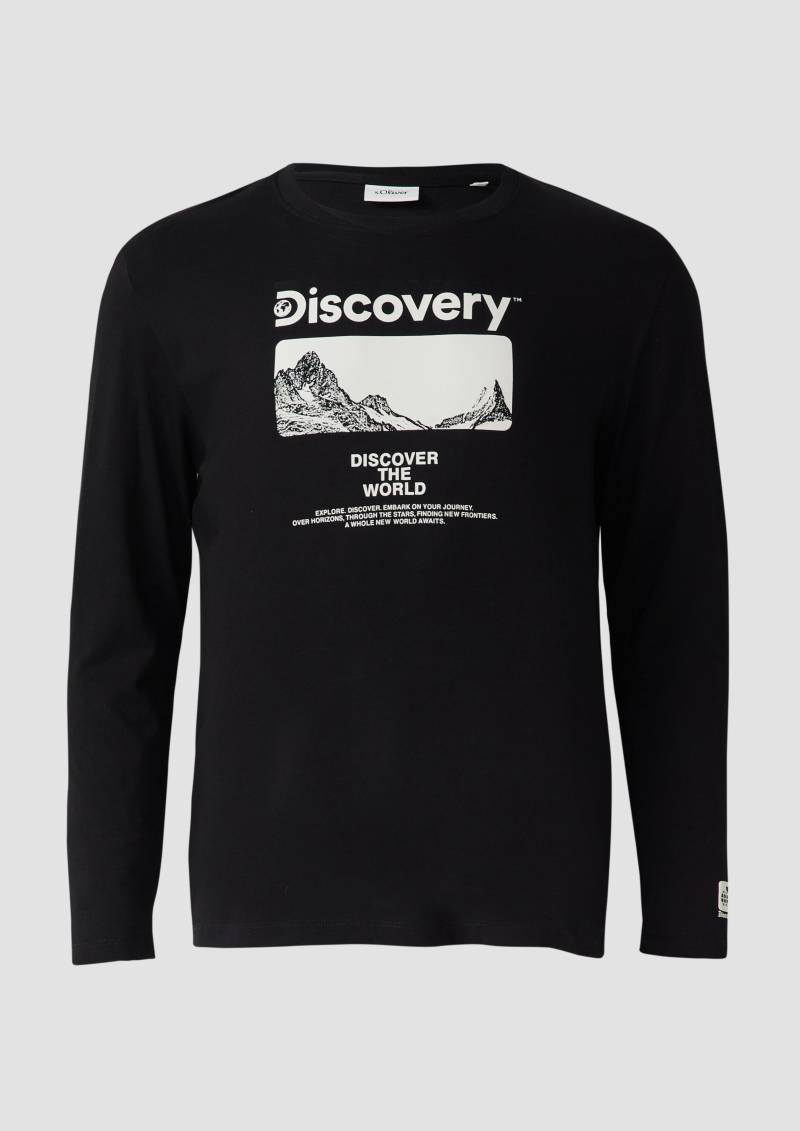 s.Oliver - Longsleeve aus Baumwolle mit Discovery Channel®-Artwork, Herren, schwarz von s.Oliver
