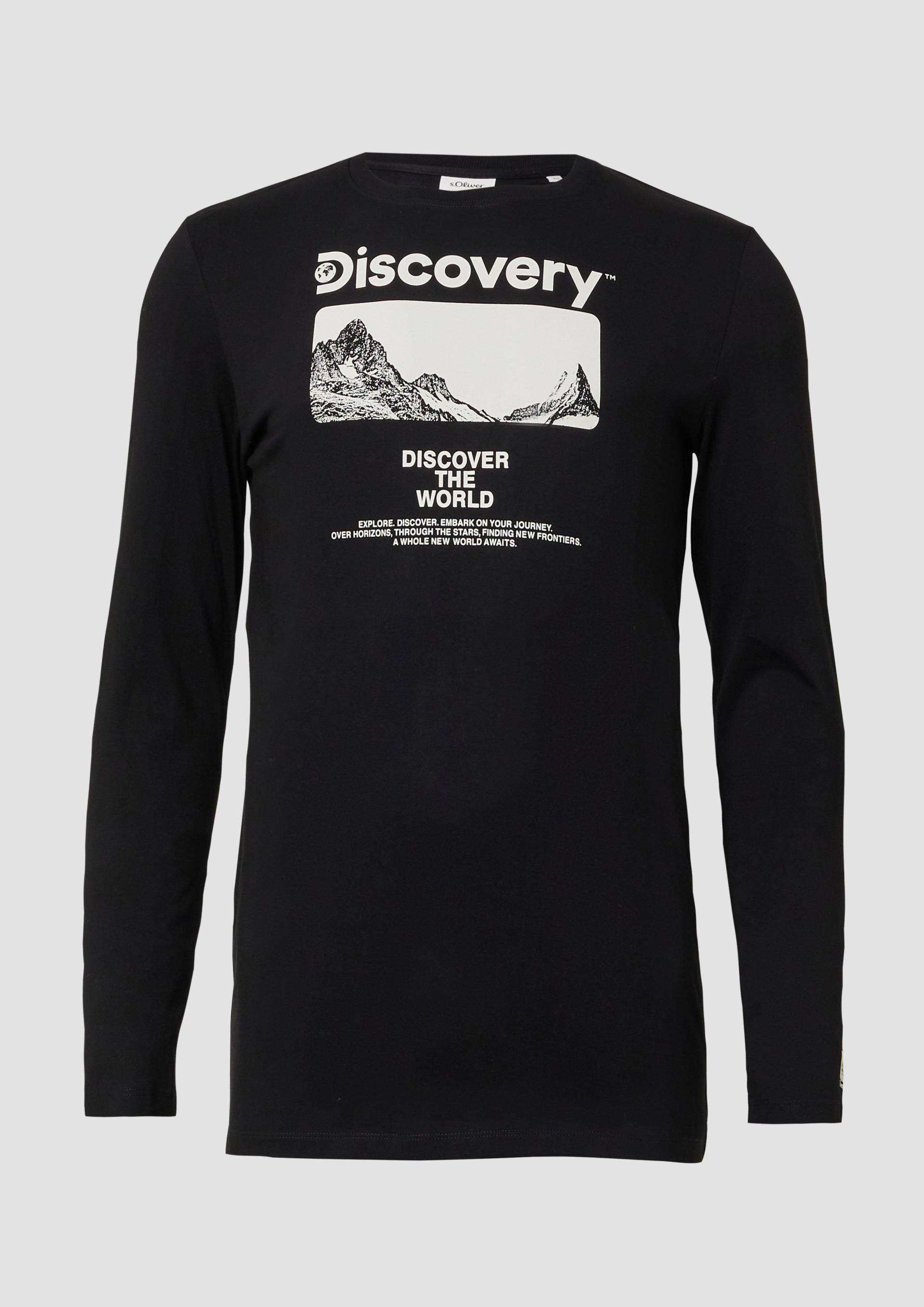 s.Oliver - Longsleeve aus Baumwolle mit Discovery Channel®-Artwork, Herren, schwarz von s.Oliver