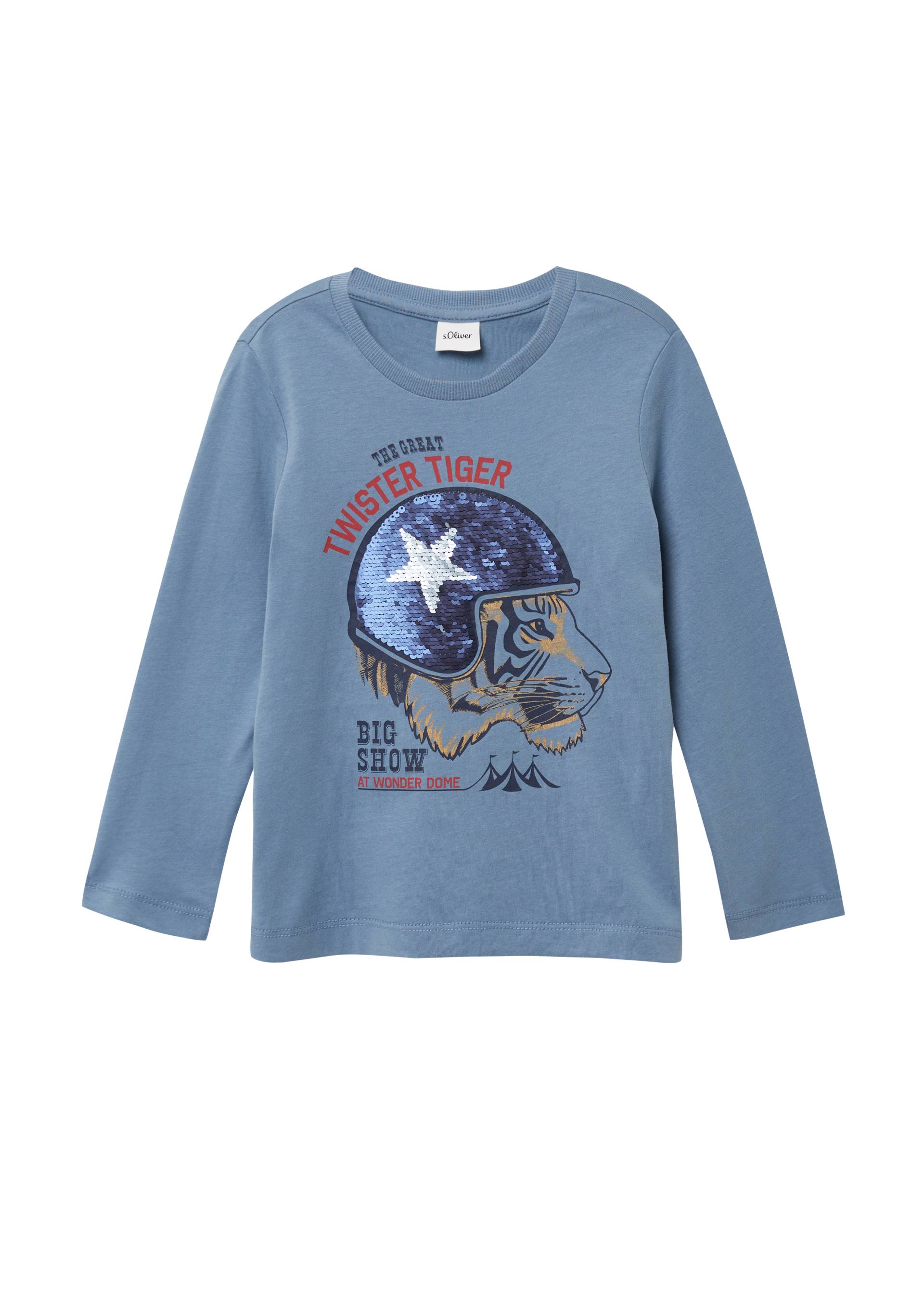 s.Oliver - Longsleeve aus Baumwolle mit Print und Wendepailletten, Kinder, blau s.Oliver - Longsleeve aus Baumwolle mit Print und Wendepailletten, Kinder, blau von s.Oliver