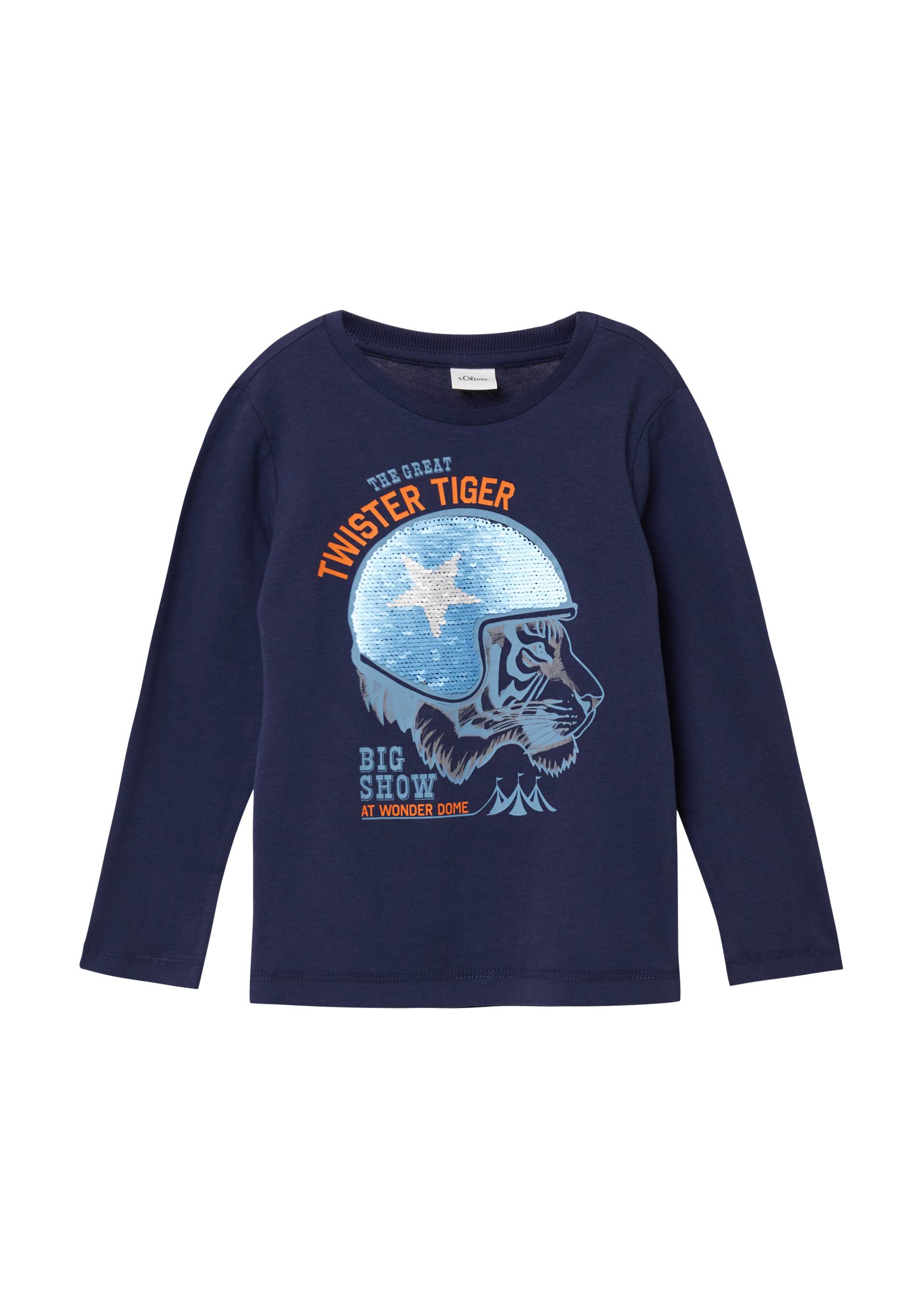 s.Oliver - Longsleeve aus Baumwolle mit Print und Wendepailletten, Kinder, blau s.Oliver - Longsleeve aus Baumwolle mit Print und Wendepailletten, Kinder, blau von s.Oliver