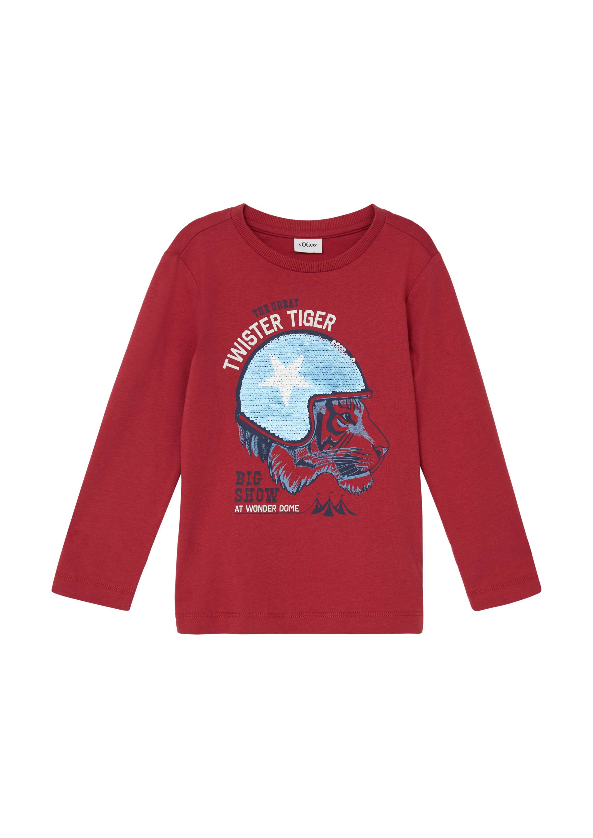 s.Oliver - Longsleeve aus Baumwolle mit Print und Wendepailletten, Kinder, rot s.Oliver - Longsleeve aus Baumwolle mit Print und Wendepailletten, Kinder, rot von s.Oliver