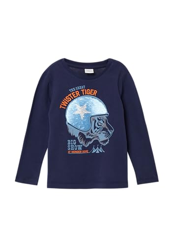 s.Oliver Longsleeve aus Baumwolle mit Print und Wendepailletten tiefblau 140 von s.Oliver