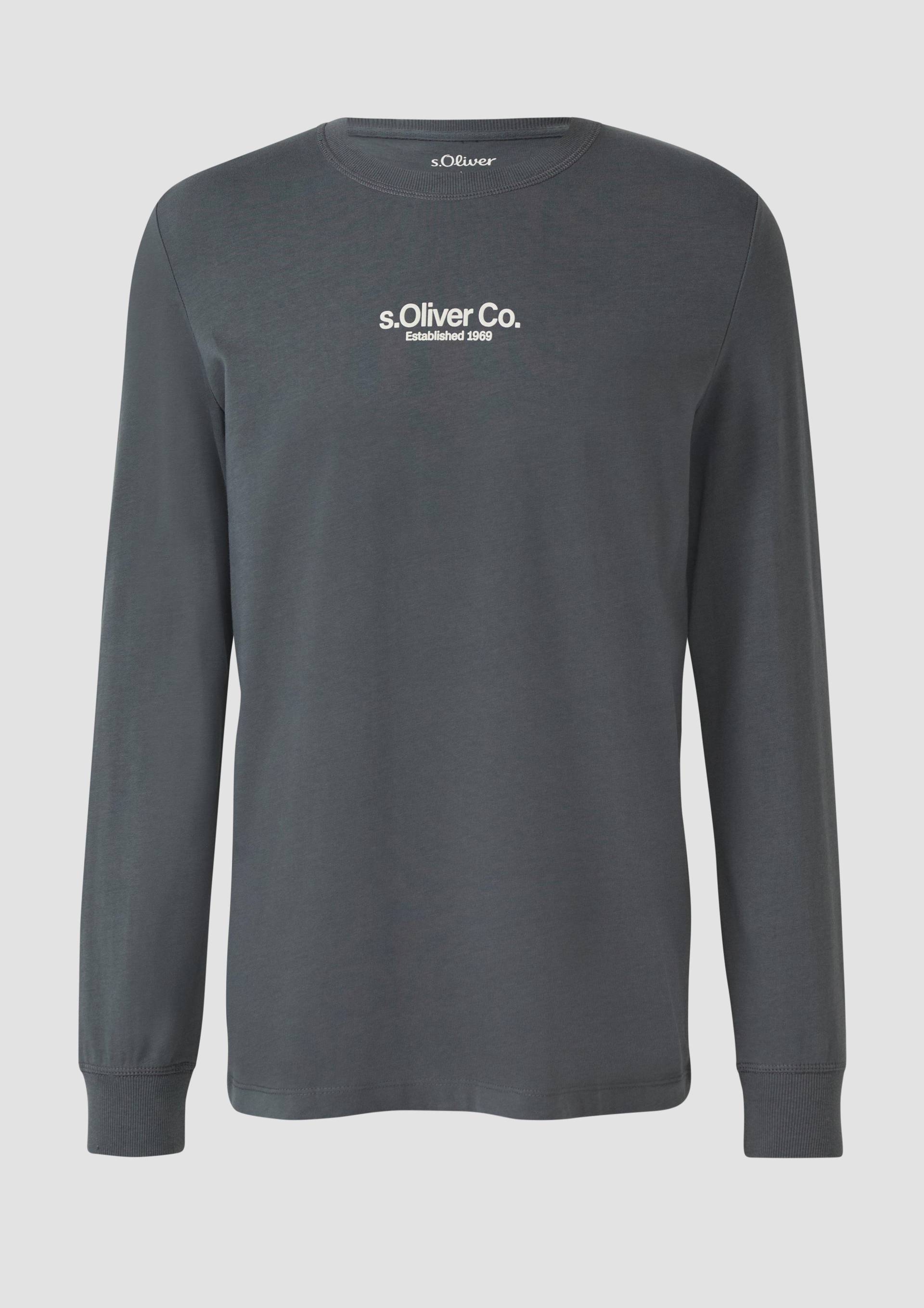 s.Oliver - Longsleeve aus Baumwolle mit Rippbündchen und Logo, Herren, grau s.Oliver - Longsleeve aus Baumwolle mit Rippbündchen und Logo, Herren, grau von s.Oliver