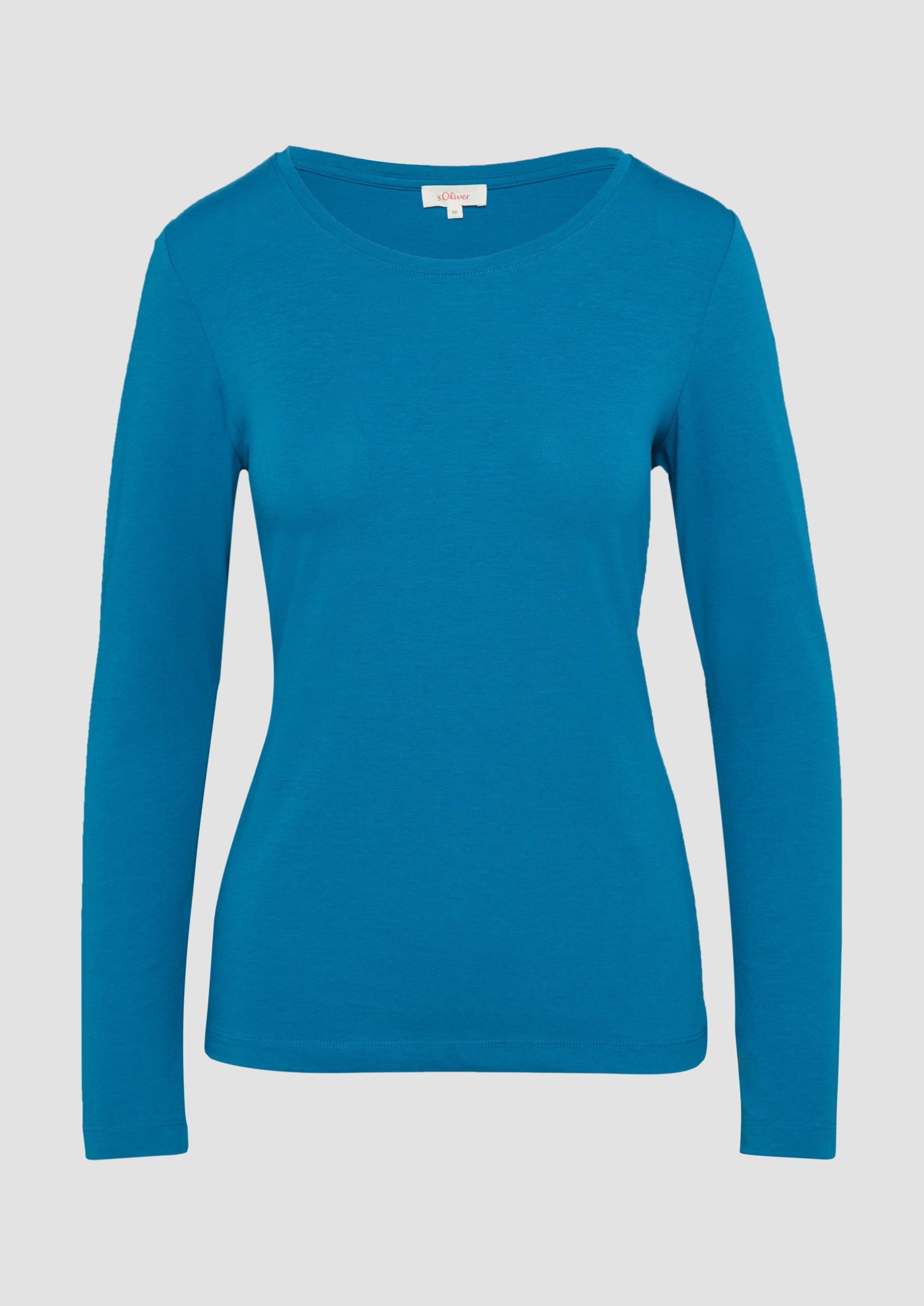 s.Oliver - Longsleeve aus Baumwollstretch, Damen, Blau von s.Oliver